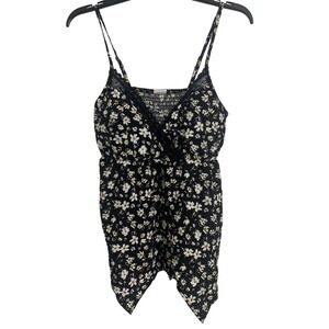 Dark Fairy Whimsigoth Floral Y2K Empire Waist Handkerchief Hem Cami Top XS